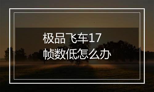 极品飞车17帧数低怎么办