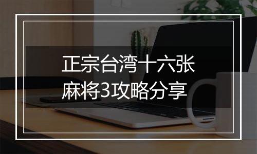 正宗台湾十六张麻将3攻略分享