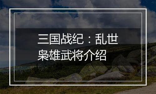 三国战纪：乱世枭雄武将介绍