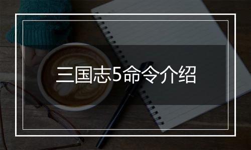 三国志5命令介绍