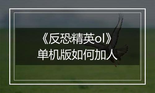 《反恐精英ol》单机版如何加人