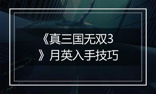《真三国无双3》月英入手技巧