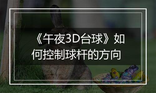 《午夜3D台球》如何控制球杆的方向