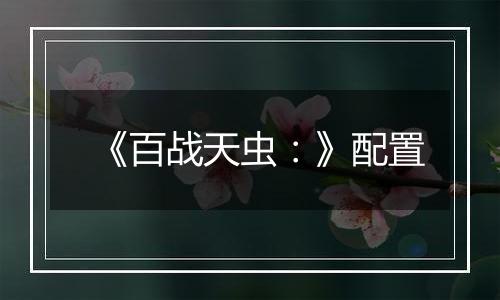 《百战天虫：》配置