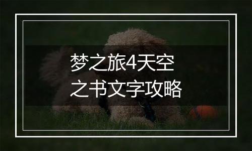 梦之旅4天空之书文字攻略