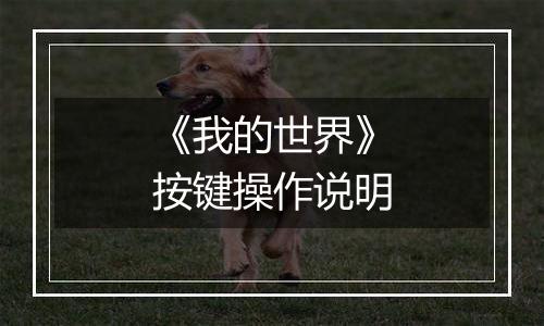 《我的世界》按键操作说明
