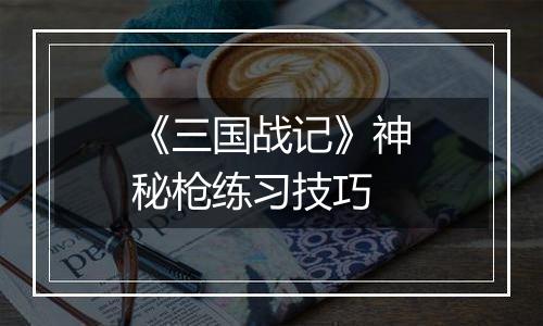 《三国战记》神秘枪练习技巧
