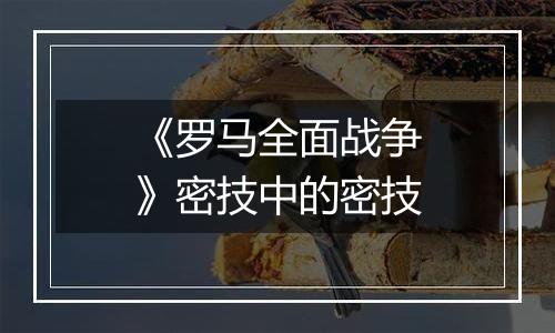 《罗马全面战争》密技中的密技