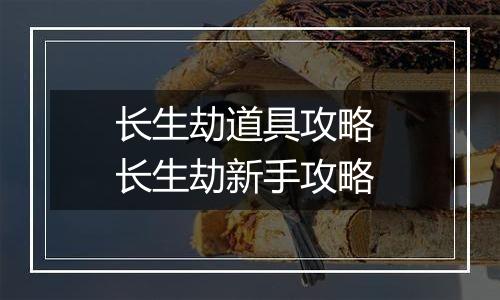长生劫道具攻略 长生劫新手攻略