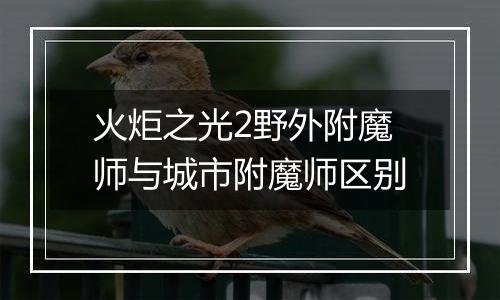 火炬之光2野外附魔师与城市附魔师区别