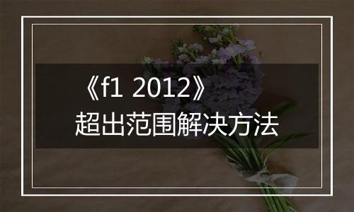 《f1 2012》超出范围解决方法