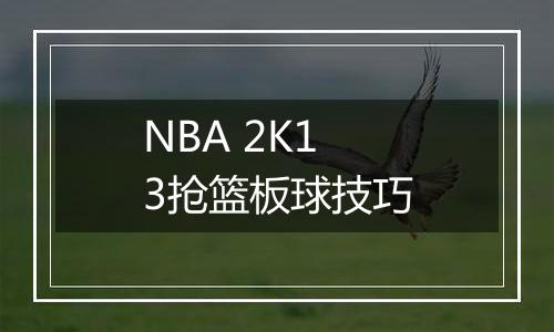 NBA 2K13抢篮板球技巧