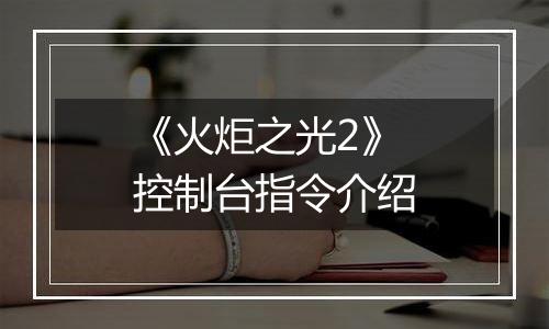 《火炬之光2》控制台指令介绍