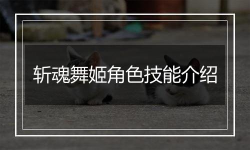 斩魂舞姬角色技能介绍