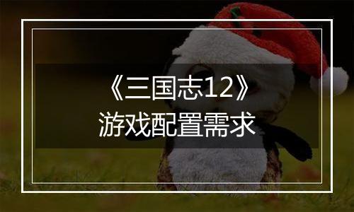 《三国志12》游戏配置需求