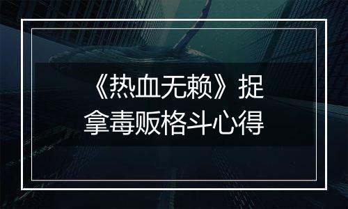 《热血无赖》捉拿毒贩格斗心得