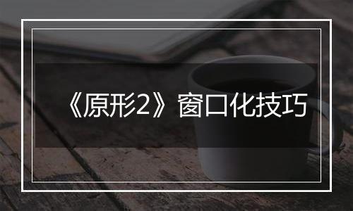 《原形2》窗口化技巧