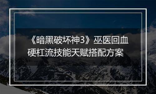 《暗黑破坏神3》巫医回血硬杠流技能天赋搭配方案