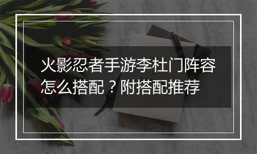 火影忍者手游李杜门阵容怎么搭配？附搭配推荐
