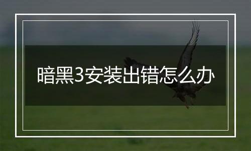 暗黑3安装出错怎么办