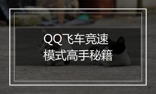 QQ飞车竞速模式高手秘籍