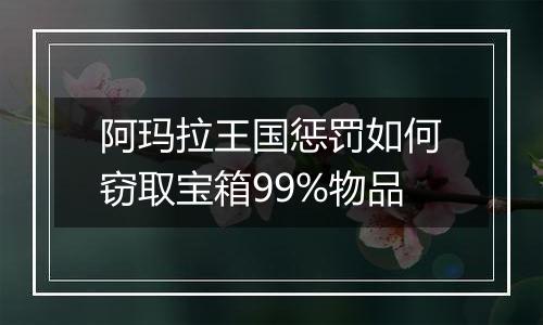 阿玛拉王国惩罚如何窃取宝箱99%物品
