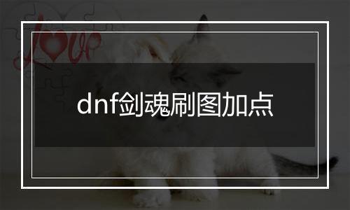 dnf剑魂刷图加点