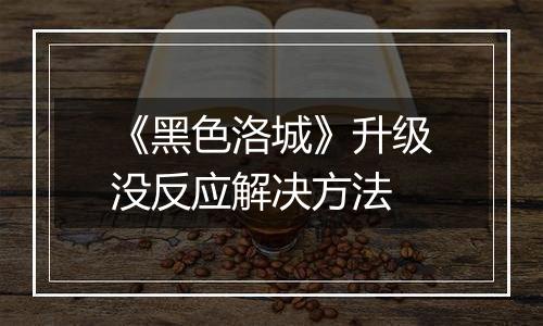 《黑色洛城》升级没反应解决方法