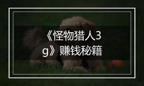 《怪物猎人3g》赚钱秘籍