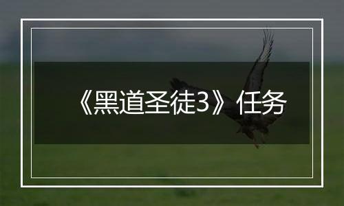 《黑道圣徒3》任务