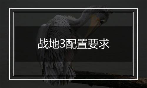 战地3配置要求