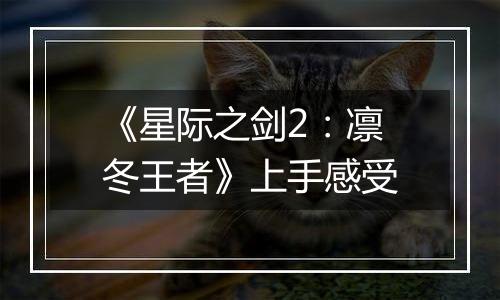 《星际之剑2：凛冬王者》上手感受