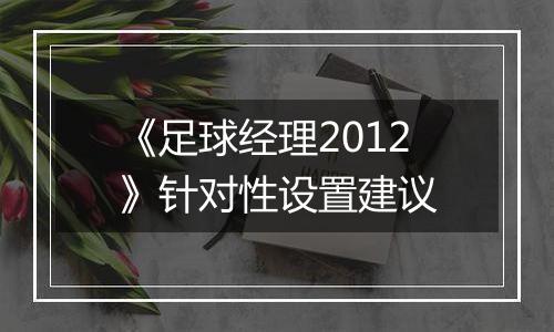 《足球经理2012》针对性设置建议