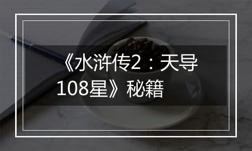 《水浒传2：天导108星》秘籍