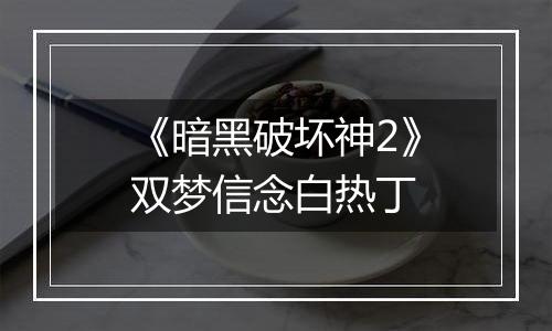 《暗黑破坏神2》双梦信念白热丁