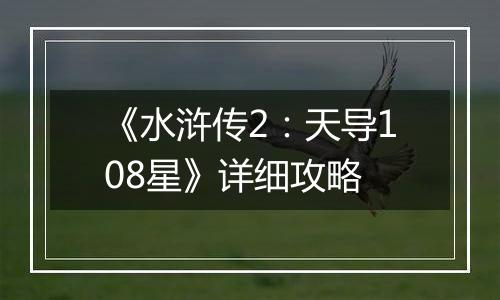 《水浒传2：天导108星》详细攻略