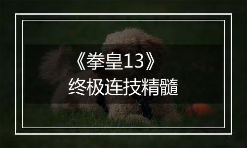 《拳皇13》终极连技精髓