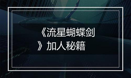 《流星蝴蝶剑》加人秘籍