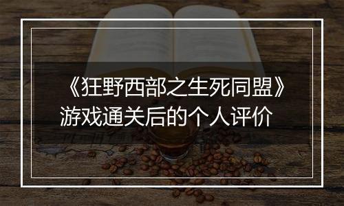 《狂野西部之生死同盟》游戏通关后的个人评价