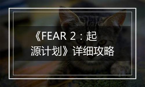 《FEAR 2：起源计划》详细攻略