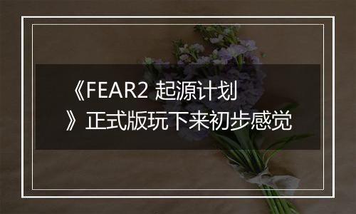 《FEAR2 起源计划》正式版玩下来初步感觉