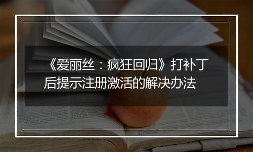 《爱丽丝：疯狂回归》打补丁后提示注册激活的解决办法