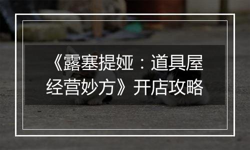 《露塞提娅：道具屋经营妙方》开店攻略