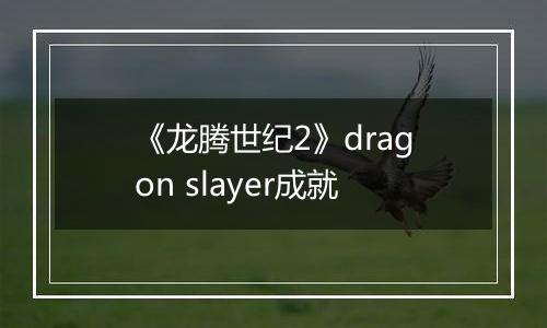 《龙腾世纪2》dragon slayer成就