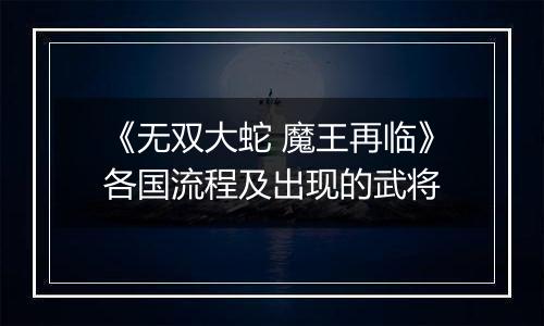 《无双大蛇 魔王再临》各国流程及出现的武将