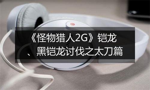 《怪物猎人2G》铠龙、黑铠龙讨伐之太刀篇