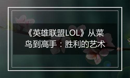 《英雄联盟LOL》从菜鸟到高手：胜利的艺术
