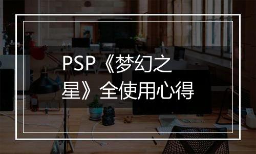 PSP《梦幻之星》全使用心得