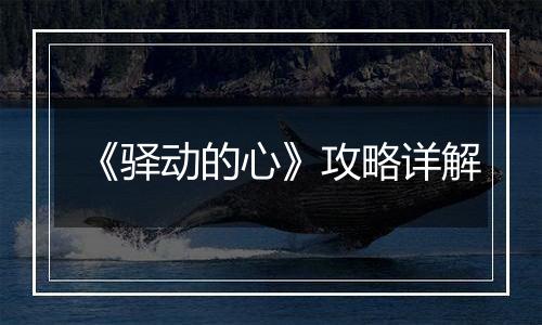 《驿动的心》攻略详解