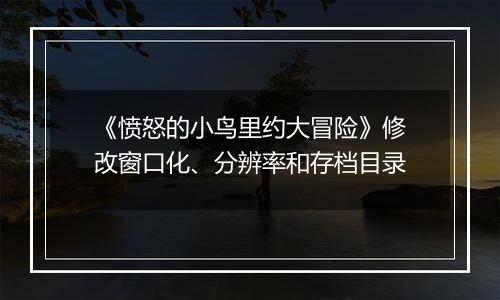 《愤怒的小鸟里约大冒险》修改窗口化、分辨率和存档目录